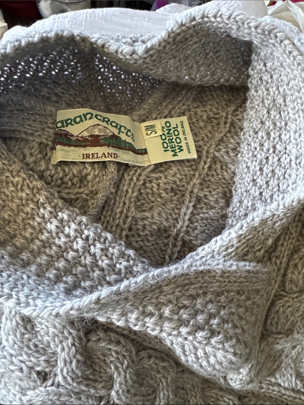 Aran Crafts Light Gray Cable-Knit Poncho - Picture 3 of 3